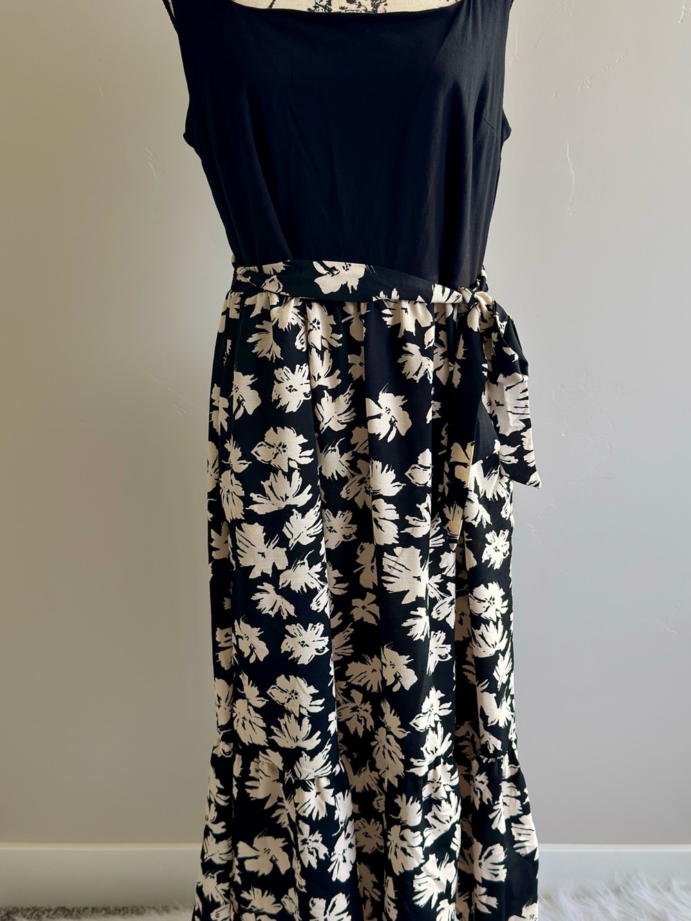 Lucky Brand floral dress XL sleeveless Tie Waist Midi NWT